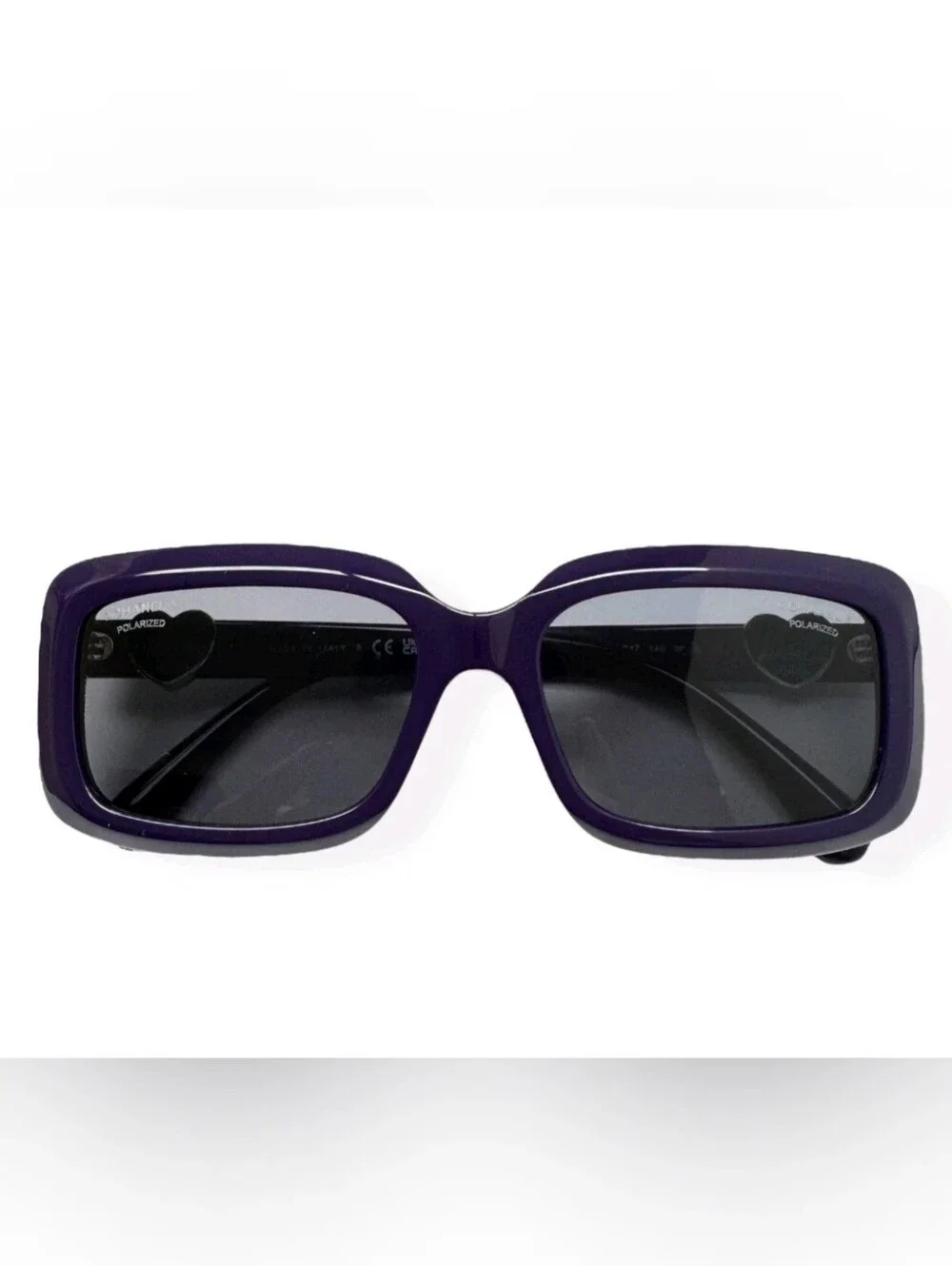 Chanel Sunglasses ch5520 1758/T8 Midnight Purple Silver Heart Polarized w/case